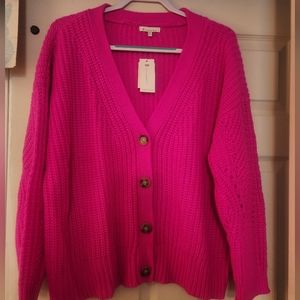 NWT Hot pink 1xl cardigan "Skies are Blue" brand
